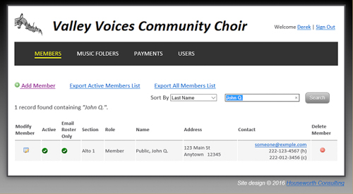 Community Choir Membership Web Application
